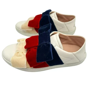 Noeud velours cuir rouge blanc bleu femme GUCCI 34,5 abeille Ace 524989