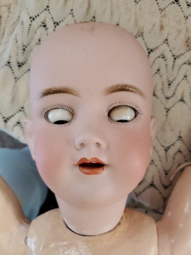Antike deutsche 24 Zoll Heinrich Handwerck 119 Biskuitkopf Puppe braune Augen Mohair Perücke - Bild 20 von 20