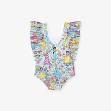 NWT Posh Peanut Disney Princess Flutter Sleeve One Piece Swimsuit Size 12-18...