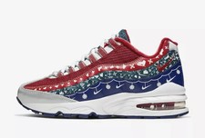 NIKE AIR MAX 95 KID'S WHITE/UNIVERSITY RED WINTER PRINT SZ 6Y CT1593-100