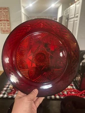 Luminarc Cristal D'Arques Durand Vintage Ruby Red 10" Dinner Plates Set 4 France