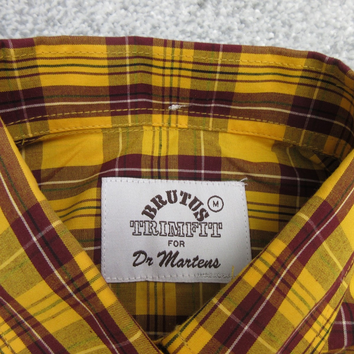 Brutus Dr Martens Shirt Womens Medium Yellow Check Oxblood Trimfit Punk Mod Ska View 5