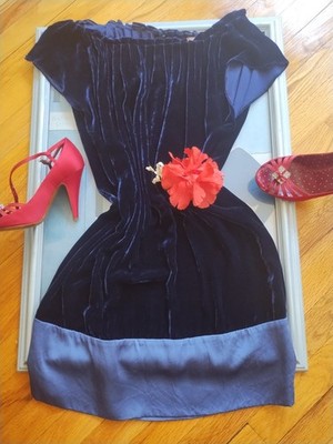 roberta freymann silk dress Gorgeous designer Roberta Freymann silk velvet cocktail dress Small Med Us  6 - 8
