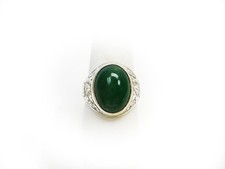Handcrafted Silver Green Chalcedony Celtic Details Ring Size 9 3/4