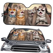 Windshield Sun Shade Foldable Car Front Window Covers for Car Cats Driving