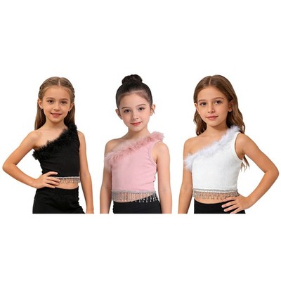 Girls Tops Party Shirts Recital Vest Breathable Dance Top Soft Fabric Crop Top
