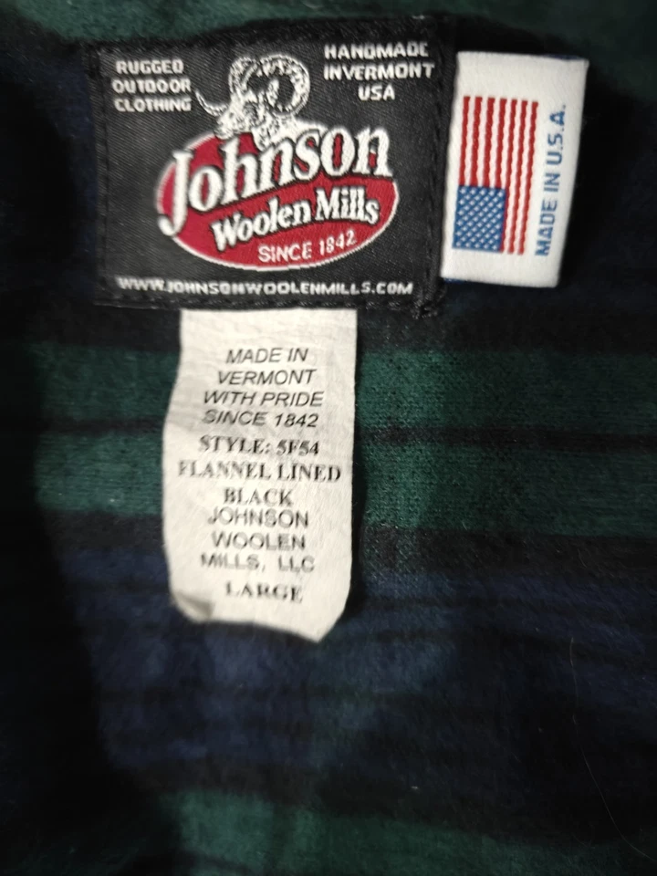 Chaqueta de lana forrada de franela Johnson Woolen Mills de colección 5F54 para hombre grande hecha en EE. UU. Foto 3 de 4