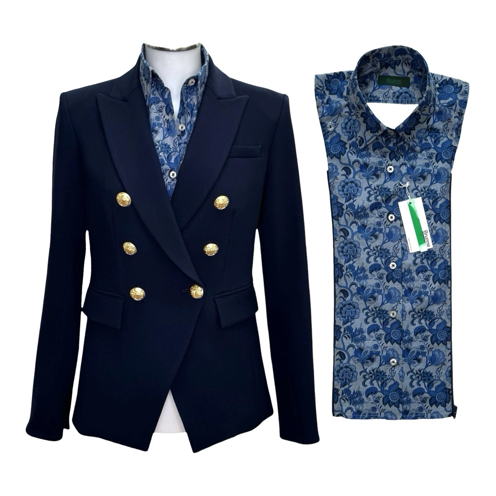 NWT Brunne DICKEY Compatible with Veronica Beard Blazer Button Down Shirt 00-14