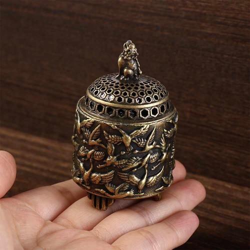 Zinc Alloy Crane Incense Holder Antique Buddha Incense Tray Home Decor - Picture 9 of 12