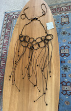 Enorme Collana Maria Calderara Collana Multifilo Nera con Perla Grigia