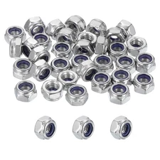 40 Pcs M6x1mm Lock Nuts 304 Stainless Steel Nylon Insert Self-Locking Nut
