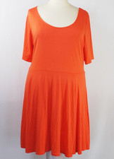 NWT AVA VIV Orange Plus Size 3X Dress Dropped Waist Pullover Stretch Knit