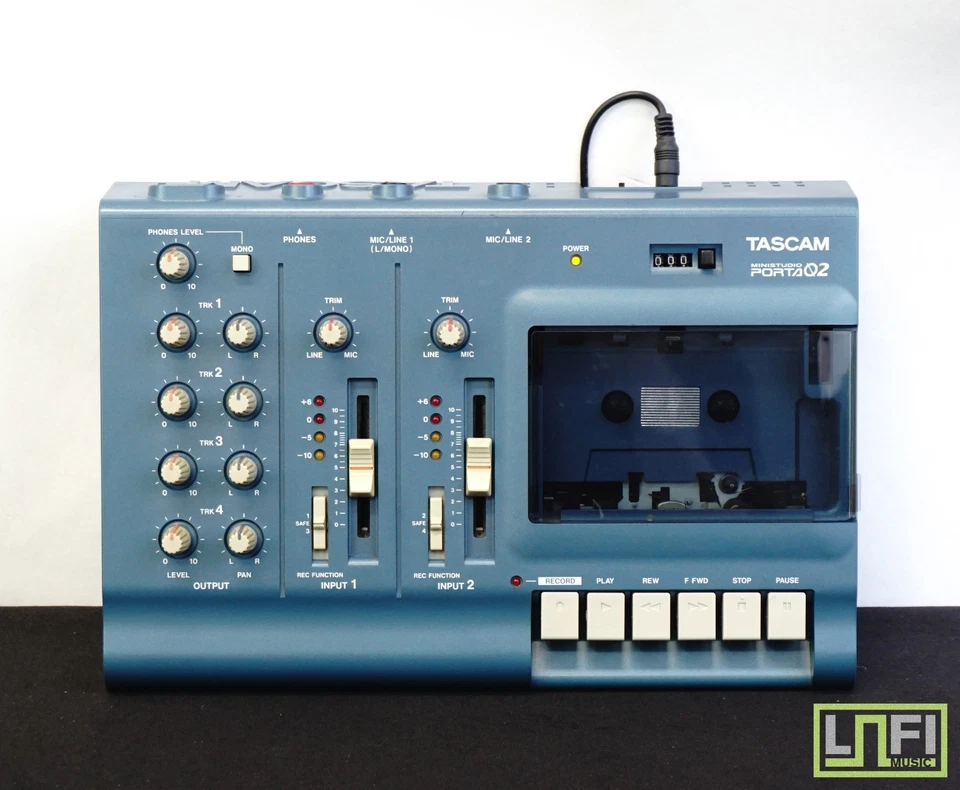 Tascam Porta 02 Blue 4 Track Analogue Cassette Recorder - Just Serviced