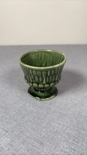 Vintage McCoy Green Ribbed Footed Planter Vase #612 Pottery USA MCM