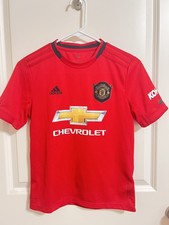 Manchester United Adidas Soccer Jersey Youth M Treble Winners Rubber Patch