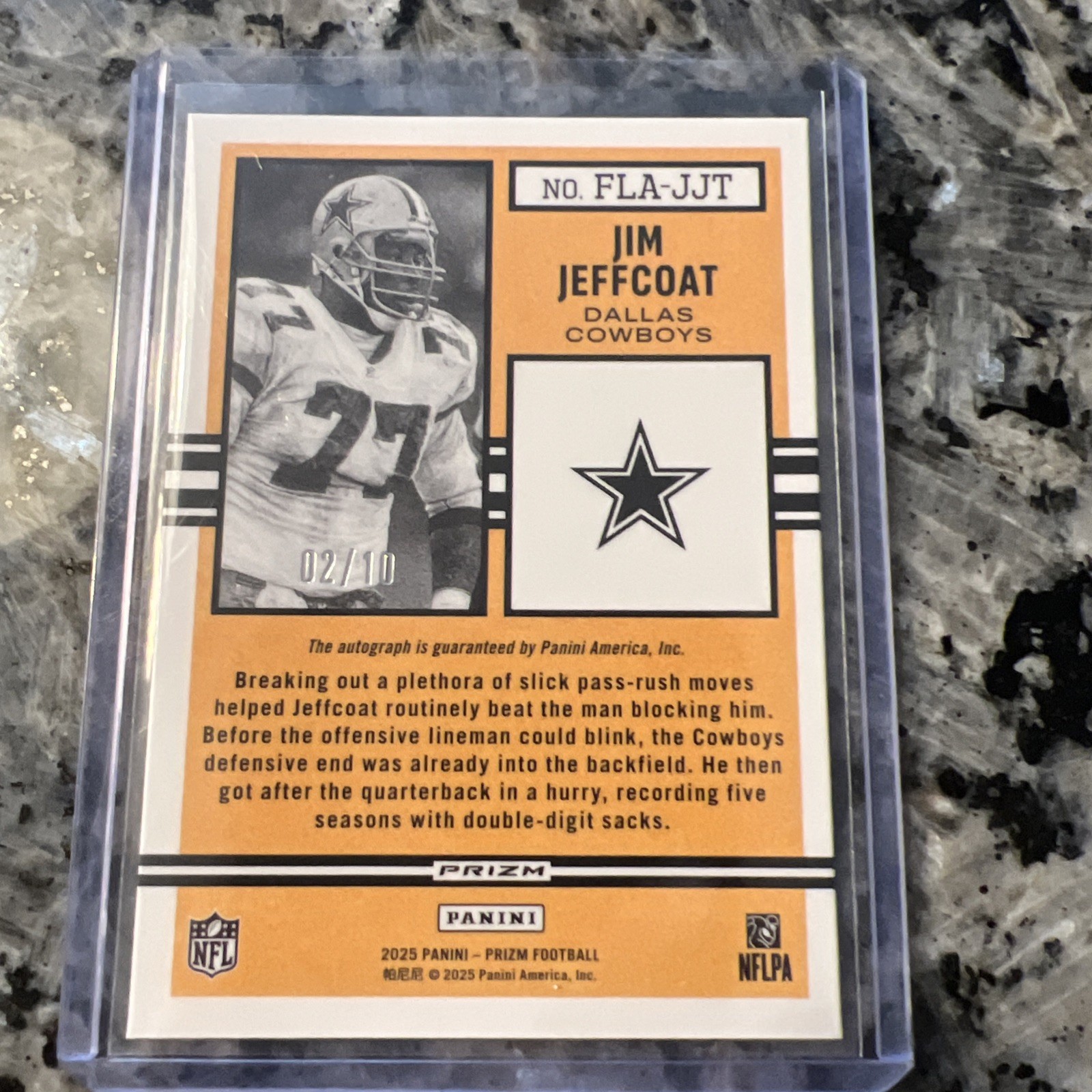 2025 Panini Prizm JIM JEFFCOAT Flashback Auto Gold #'d /10 COWBOYS  view 2