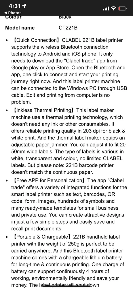 Bluetooth Label Maker Machine Portable Thermal Printer with Tape