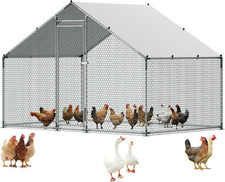 Large Metal Chicken Coop with Run, Walk in Chicken Run for Yard with Waterproof