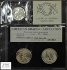 1942 Walking Liberty Silver Half Dollar 50C Old Photo Certificate AGA MS 64