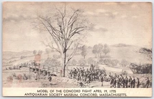 Vintage Concord Fight April 19, 1775 Model Postcard Tichnor Bros