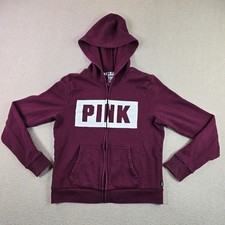 Victoria  s Secret PINK Hoodie Full Zip Burgundy Logo Women  s Small