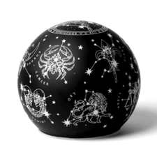 Alchemy Gothic Astrology Sign Symbols LED Globe Light Etched Black Glass LED2