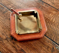 Italian Cigar Ashtray in Brass & Leather by 'The Bridge'