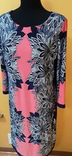 Ronni Nicole Women Shift Dress - Floral Sides Coral/Multi Color - Size Large