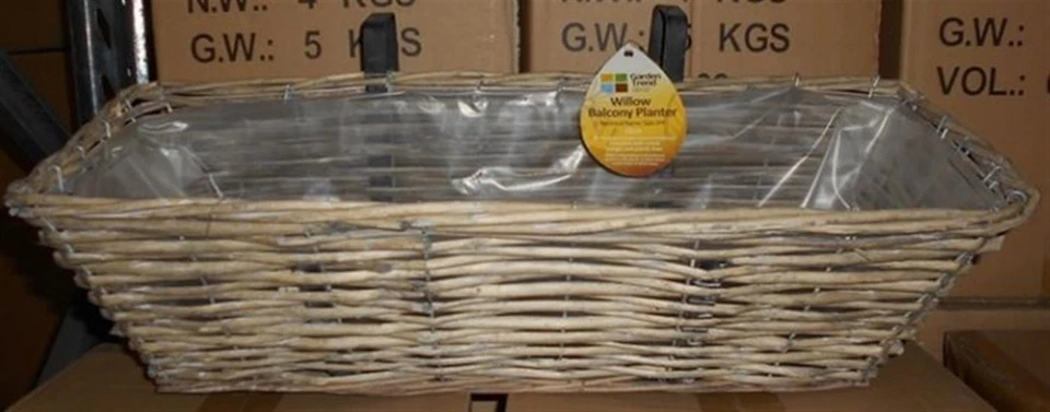 Willow Balcony Window Rail Planter Box 55 cm Flower Pot with rail hangers Grey - Image 2 of 2