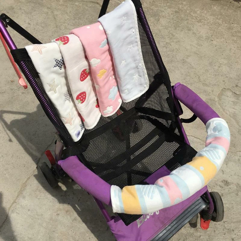 Cochecito de bebé reposabrazos toalla de saliva 2 piezas algodón puro 6 capas gasa baberos infantiles Foto 3 de 3