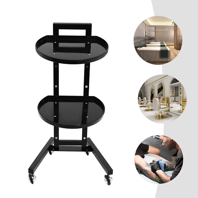 2 Tiers Salon Spa Barber Rolling Trolley Storage Cart Beauty Holder Cart Movable