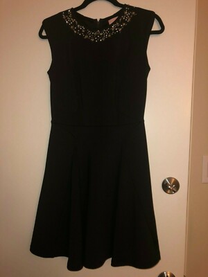 black embellished skater dress