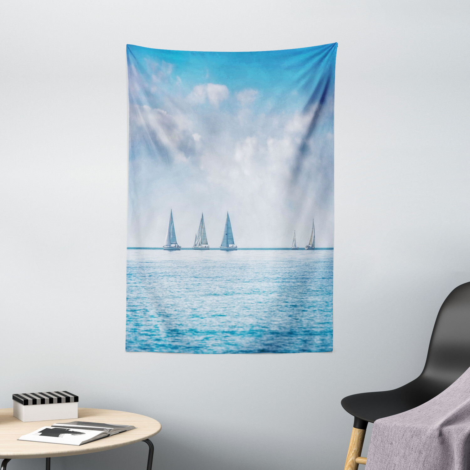 Ocean Tapestry Sail Boats Regatta Race Print Wall Hanging Decor