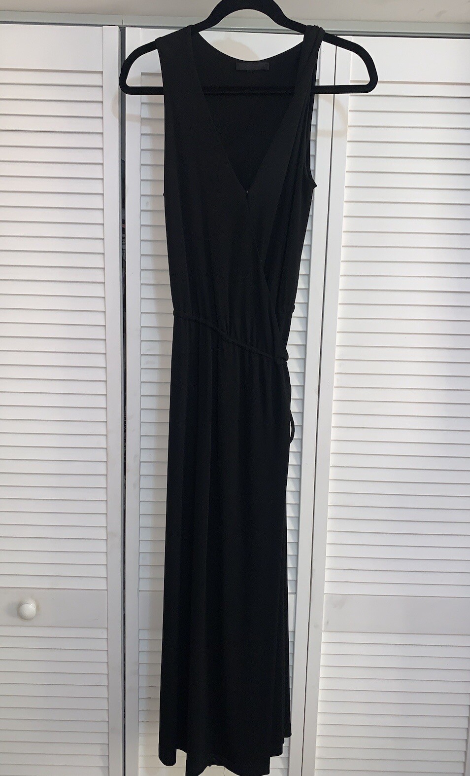 FILA Maxi abito avvolgente nero senza maniche lungo pesante medio