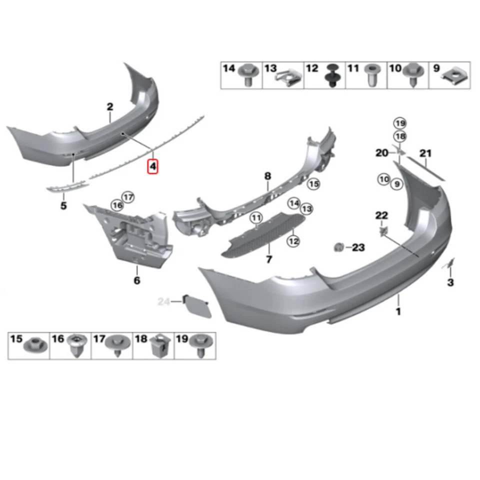 Rear Bumper Trim 51127341672 Chrome For 2014-2016 BMW 528i 535d 535i 550i Base Foto 2 de 4