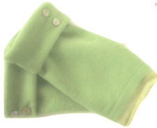 FINGERLESS GLOVES GREEN 100 CASHMERE M - L MEDIUM - LARGE MITTENS WOMEN'S CUFFS