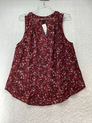 41 Hawthorn Women's Morey Split Neck Sleeveless Blouse Burgandy Size L