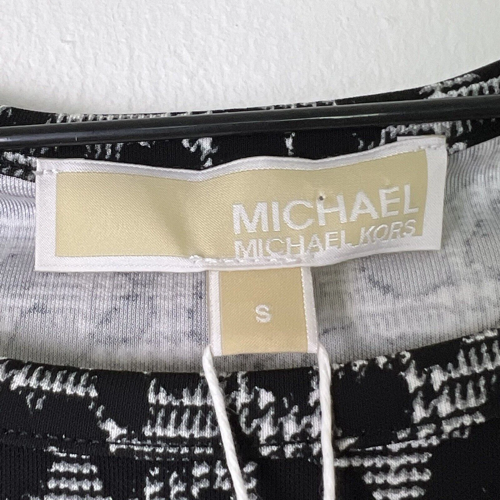 Abito Michael Michael Kors nero e grigio stampa animalier manica lunga tubino taglia S
