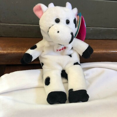 Vintage 2000 Avon ''Full of Beans'' Birthday Cow Beanbag ''OCTOBER'', Clara the Cow''