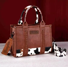 Wrangler by Montana west Cow Print Concealed Carry Tote Crossbody