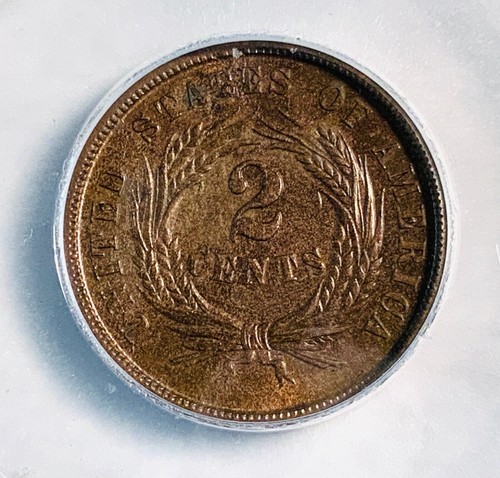 1864 LG MOTTO 2c ICG MS 65 RB FREE SHIPPING - Picture 3 of 3