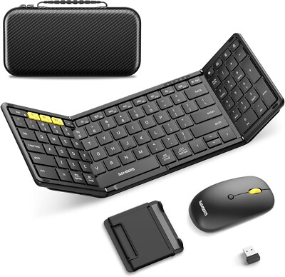 Foldable Keyboard and Mouse Combo for iOS Android Windows Mac OS USB-C Recharge