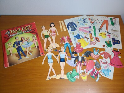 4 Ballet Dancing Dolls Paper Dolls Whitman 1957 (Some Uncut Sheets)