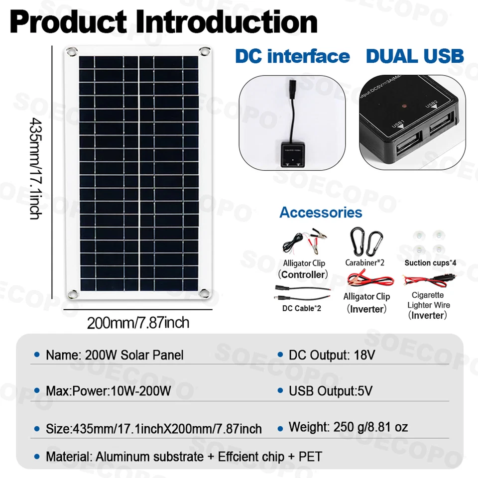  6000W Off-Grid Solaranlage Komplettset Dual12V/24V auf 110V/220V Wechselrichter100A - Bild 4 von 4