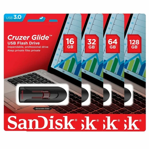 SanDisk Cruzer Glide USB 3.0 16GB 32GB 64GB 128GB Flash Drive Thumb Stick Memory