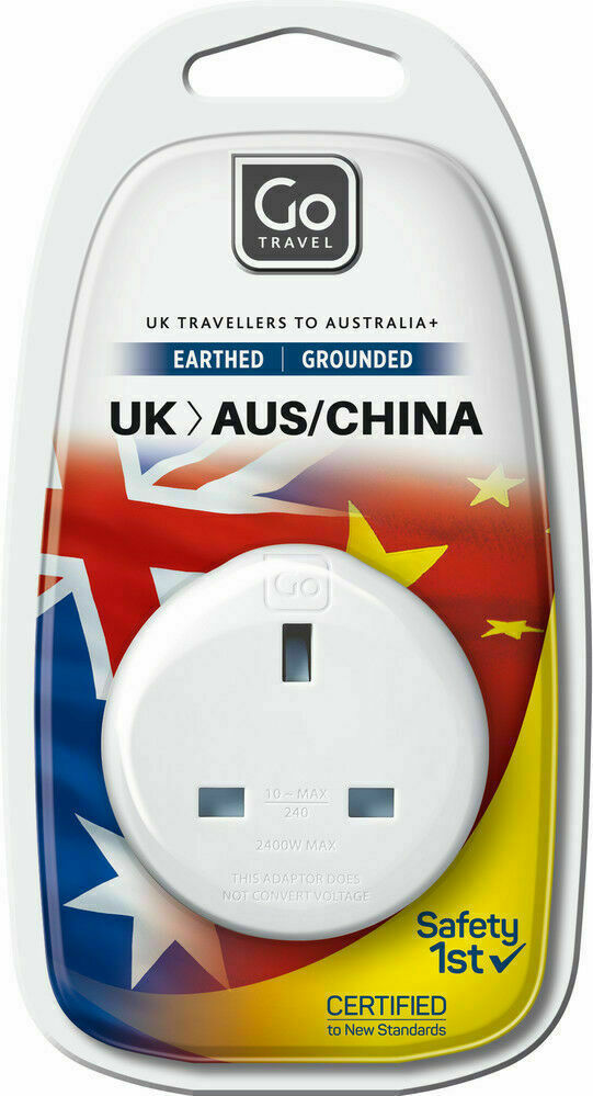 🔥GO TRAVEL EARTHED UK TO AUSTRALIA CHINA MAINS PLUG ADAPTER✨✨GREAT ITEM✨✨