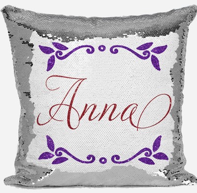 sequin name cushion