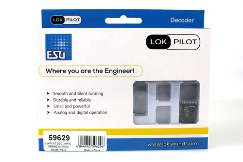 ESU 59629 LokPilot 5 21 Pin Mobile DCC Decoder NEM660 No Wires HO Scale