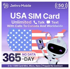 $6.00/Mo Jethro Mobile Sim Card Basic 12 Month Plan - Unlimited Talk & Text