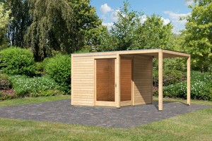 Karibu Gartenhaus Qubu Eck 28mm Inkl Anbaudach 2 Meter Naturbelassen Geratehaus Ebay